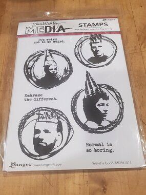 Dina Wakley Media Cling Stamps 6"X9" Weird Is Good by Ranger. Brand New Unused